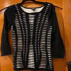 Express Black and White Cutout Sweater